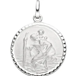 Anhänger Amulett Medaille Christopherus Schutzpatron & Halskette 42cm 925 Silber