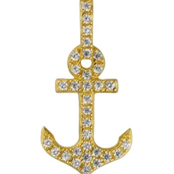 Anhänger Anker aus 925 Silber vergoldet mit 32 Zirkonia 19,7x10,1mm Halsschmuck