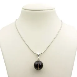 Anhänger aus echtem Rauchquarz & 925 Silber, Ø 18mm, braun