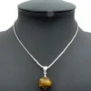 Anhänger aus echtem Tigerauge & 925 Silber, Kugelanhänger braun