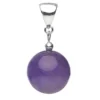 Anhänger aus Edelstein Amethyst & 925 Silber violett lila glatt Kugel