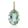 Anhänger aus 750 Gelbgold Amethyst 11,4ct grün 5 Brillanten 0,1ct TW-SI 27x13,1mm