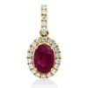 Anhänger aus 750 Gelbgold Rubin 1,01ct rot 24 Brillanten 0,2ct TW-SI 17,8x8mm