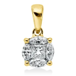 Anhänger aus 750 Gold Gelbgold 5 Diamanten 0,22ct TW-SI 10x5mm mit Öse