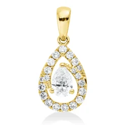 Anhänger aus 585 Gold Gelbgold 21 Diamanten 0,49ct W-SI 17,3x8,5mm mit Öse