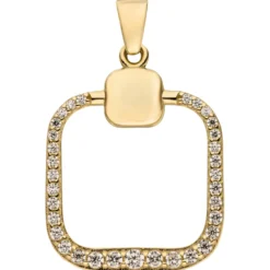 Anhänger aus 333 Gold Gelbgold mit 33 Zirkonia 23,2x17,9mm Quadrat abgerundet