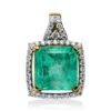 Anhänger aus 750 Gold gelb/weiß Smaragd 5,76ct grün 41 Brillanten 0,42ct F-SI