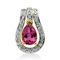 Anhänger aus 750 Gold gelb/weiß 4 Turmaline 1,92ct pink 41 Brillanten 0,12ct F-SI