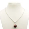 Anhänger aus rotem Tigerauge & 925 Silber, Ø16mm, rot-braun