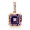 Anhänger aus 750 Rotgold Amethyst 3,4ct pink 4 Brillanten 0,1ct TW-SI 20x11,1mm
