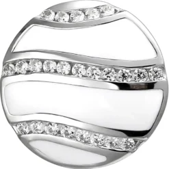 Anhänger aus 925 Silber mit 24 weißen Zirkonia & Emaille-Einlagen weiß rund