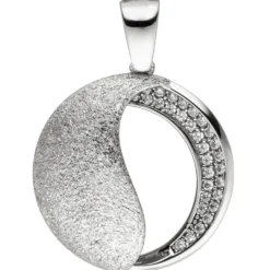 Anhänger aus 925 Silber mit 30 Zirkonia weiß Halsschmuck eismatt & glänzend