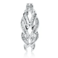 Anhänger aus 750 Weißgold 114 Diamanten Trapez-Schliff 1ct F-PI 33x12,6mm