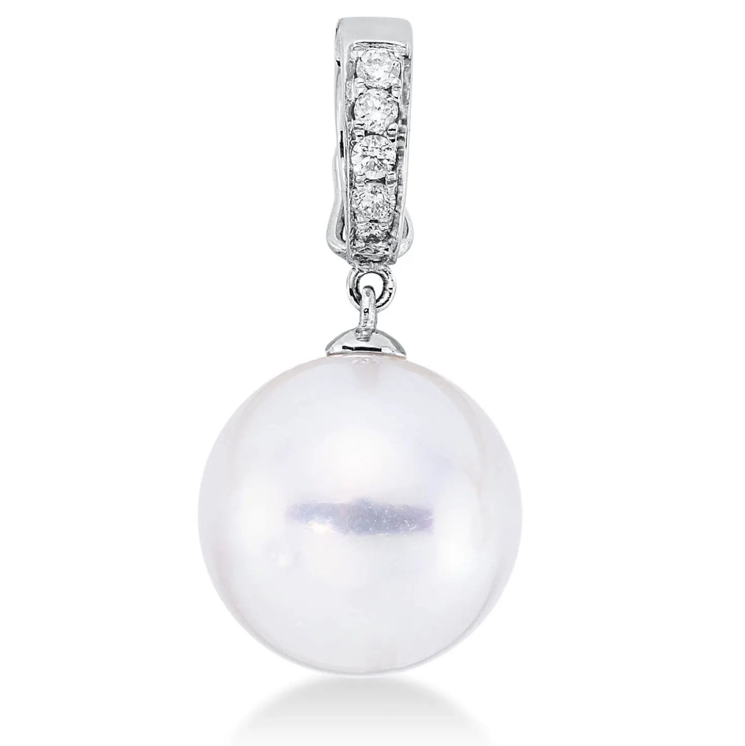 Anhänger aus 750 Weißgold Südsee-Perle 11,5mm weiß 5 Brillanten 0,08ct TW-SI