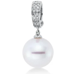 Anhänger aus 750 Weißgold Südsee-Perle 11mm weiß 16 Brillanten 0,1ct W-SI