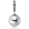 Anhänger aus 750 Weißgold Tahiti-Perle 11,5mm silbergrau mit Diamanten
