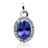 Anhänger aus 750 Weißgold Tansanit 1,11ct blau 20 Brillanten 0,1ct F-SI 15x8,1mm