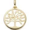 Anhänger Baum aus 585 Gold Gelbgold rund Ø 13,4mm glänzend Halsschmuck