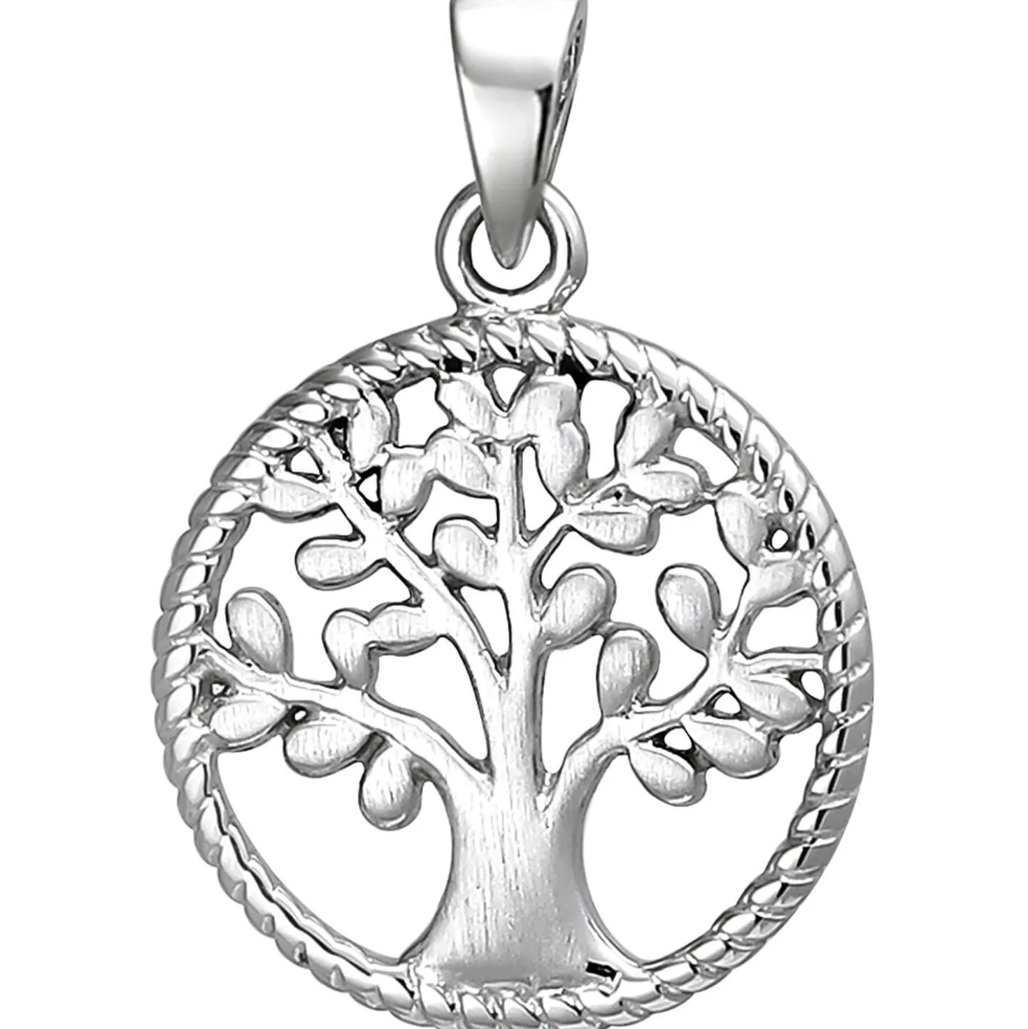 Anhänger Baum aus 925 Silber Silberanhänger Halsschmuck teilmattiert rhodiniert