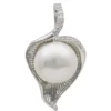 Anhänger Blatt mit Perle Muschelkernperle Zirkonia weiß 925 Silber Damen