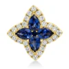 Anhänger Blume aus 750 Gelbgold 5 Saphire 0,39ct blau 24 Brillanten 0,16ct TW-SI