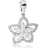 Anhänger Blume aus 750 Gold Weißgold 45 Diamanten 0,65ct 20,8x14,5mm mit Öse