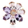 Anhänger Blume aus 750 Rotgold 7 Amethyste 4,2ct pink 7 Brillanten 0,04ct TW-SI