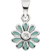 Anhänger Blume hellblau aus 925 Silber rhodiniert mit Zirkonia für Kinder Ø 8,6mm