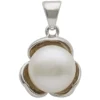 Anhänger Blume mit Perle Süßwasser Zuchtperle 11mm weiß 925 Silber Damen