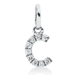 Anhänger Buchstabe C aus 750 Weißgold 9 Brillanten 0,04ct W-SI 9,8x4,3mm mit Öse