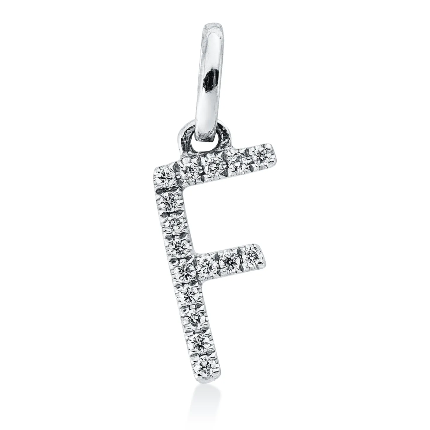 Anhänger Buchstabe F aus 750 Weißgold 16 Brillanten 0,04ct W-SI 13x4,5mm