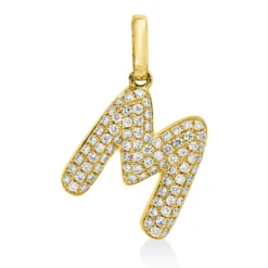 Anhänger Buchstabe M aus 750 Gelbgold 83 Brillanten 0,13ct W-SI 15,5x10,8mm