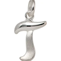 Anhänger Buchstabe T aus echtem 925 Silber glänzend teilmattiert Unisex