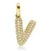 Anhänger Buchstabe V aus 750 Gelbgold 55 Brillanten 0,09ct W-SI 13,5x7mm