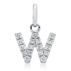 Anhänger Buchstabe W aus 750 Weißgold 17 Brillanten 0,07ct W-SI 10,2x7,2mm