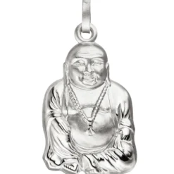 Anhänger Buddha aus echtem 925 Silber rhodiniert teilmattiert Silberanhänger