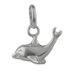 Anhänger Delfin Delphin 12x7mm aus 925 Silber glänzend Kinder
