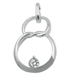 Anhänger Doppelkreis 8 Acht mit Zirkonia 23x15mm aus 925 Silber