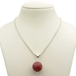 Anhänger Edelstein Feuer-Achat Kugel mit Maserung & 925 Silber rot-braun matt