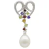 Anhänger Einhänger Süßwasser Perle & multicolor Edelsteine 925 Silber Damen