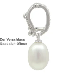 Anhänger Einhänger Süßwasser Perle 11mm & 10 Zirkonia weiß 925 Silber Damen