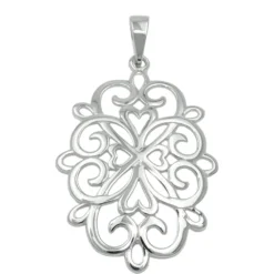 Anhänger filigrane Blume 27x19mm Ornament 925 Silber rhodiniert glänzend