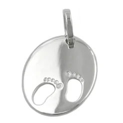 Anhänger für Gravuren, Geburt Fußabdrücke, 925 Silber, 21x17mm, Damen