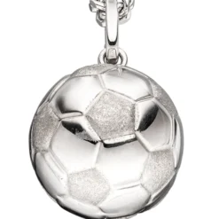 Anhänger Fußball aus 925 Silber glänzend teilmattiert Halsschmuck für Kinder