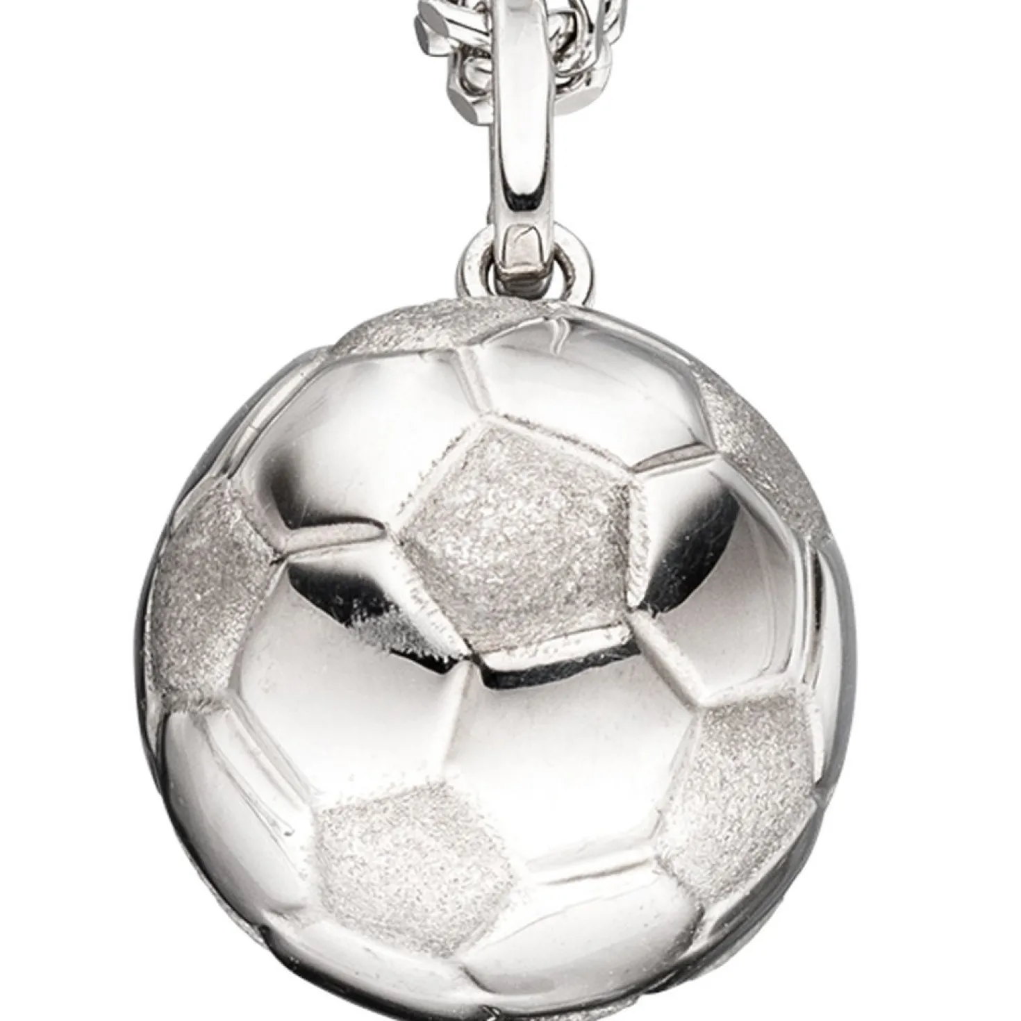 Anhänger Fußball aus 925 Silber glänzend teilmattiert Halsschmuck für Kinder