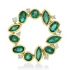 Anhänger 750 Gelbgold 11 Smaragde 2,42ct grün 8 Brillanten 0,16ct TW-SI Ø23,6mm