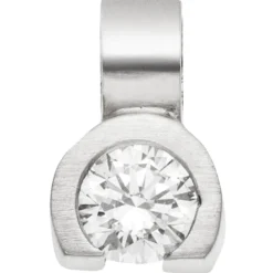 Anhänger Halbkreis aus 950 Platin mattiert mit Diamant Brillant 0,19ct. W-SI