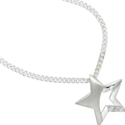 Anhänger Halsschmuck Stern mit Zirkonia 925 Silber modern Damen