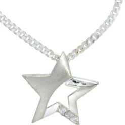 Anhänger Halsschmuck Stern mit Zirkonia 925 Silber modern Damen