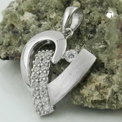 Anhänger Herz mit Zirkonia weiß 19x17cm matt-glänzend 925 Silber